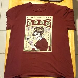 Riot Society Burgundy Geisha Graphic Tee